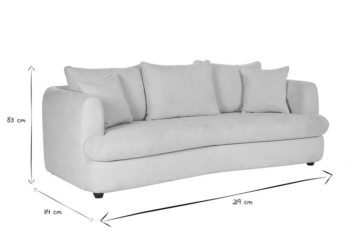 New Miliboo Sofá desenfundable de 3-4 plazas diseño de haba en tela de terciopelo beige claro SACHA