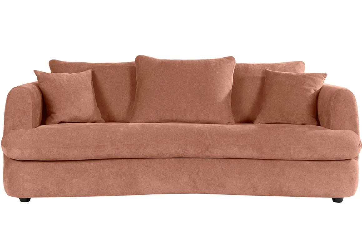Clearance Miliboo Sofá desenfundable de 3-4 plazas diseño de haba en tela de terciopelo efecto terracota SACHA