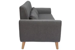 Flash Sale Miliboo Sofá diseño 3 plazas tejido gris oscuro patas roble EKTOR