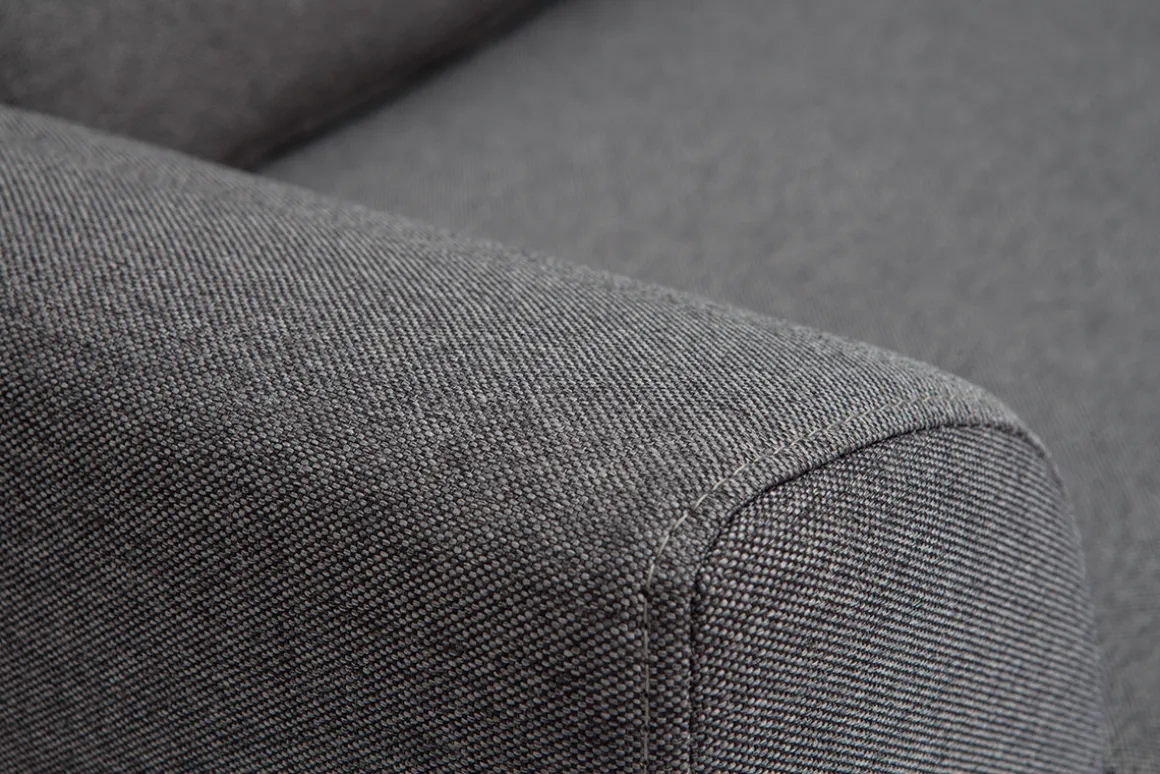 Flash Sale Miliboo Sofá diseño 3 plazas tejido gris oscuro patas roble EKTOR
