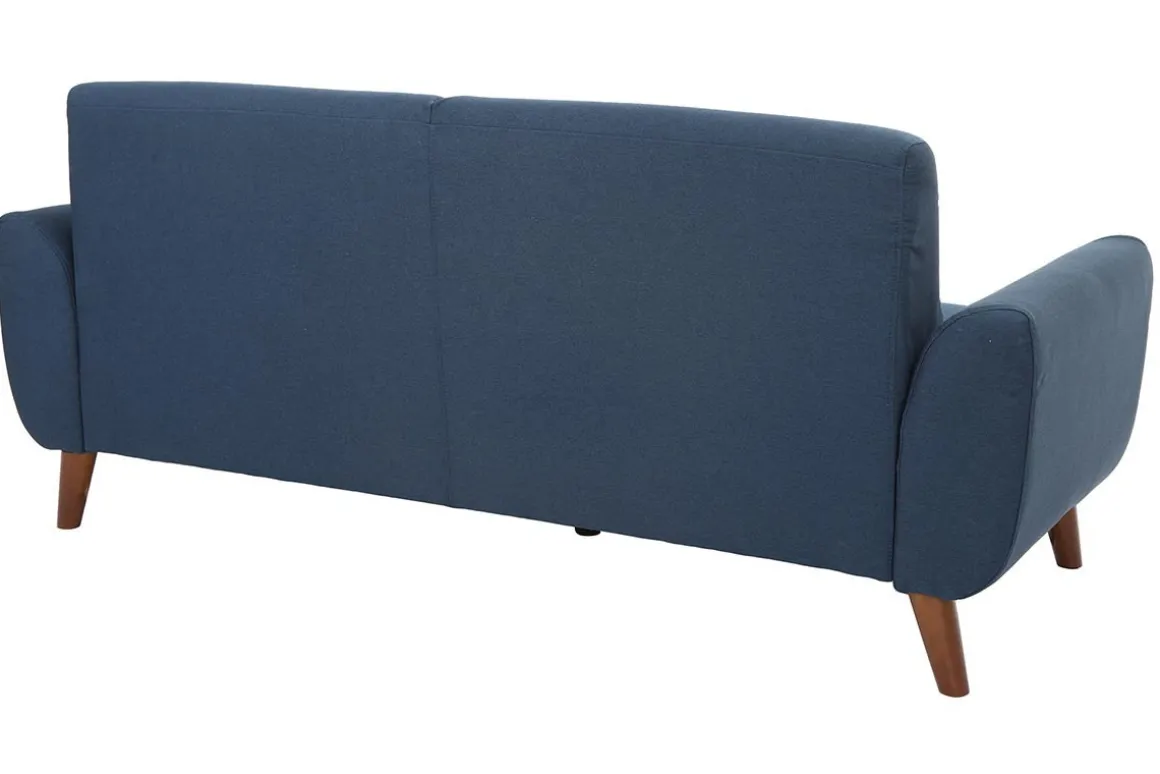 Best Miliboo Sofá diseño 3 plazas tejido azul patas roble EKTOR