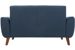 Best Sale Miliboo Sofá diseño 2 plazas tejido azul y patas nogal EKTOR