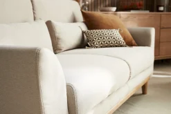 Hot Miliboo Sofá diseño 3 plazas tejido natural patas roble EKTOR