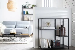 Store Miliboo Sofá diseño 3 plazas tejido gris claro patas roble EKTOR