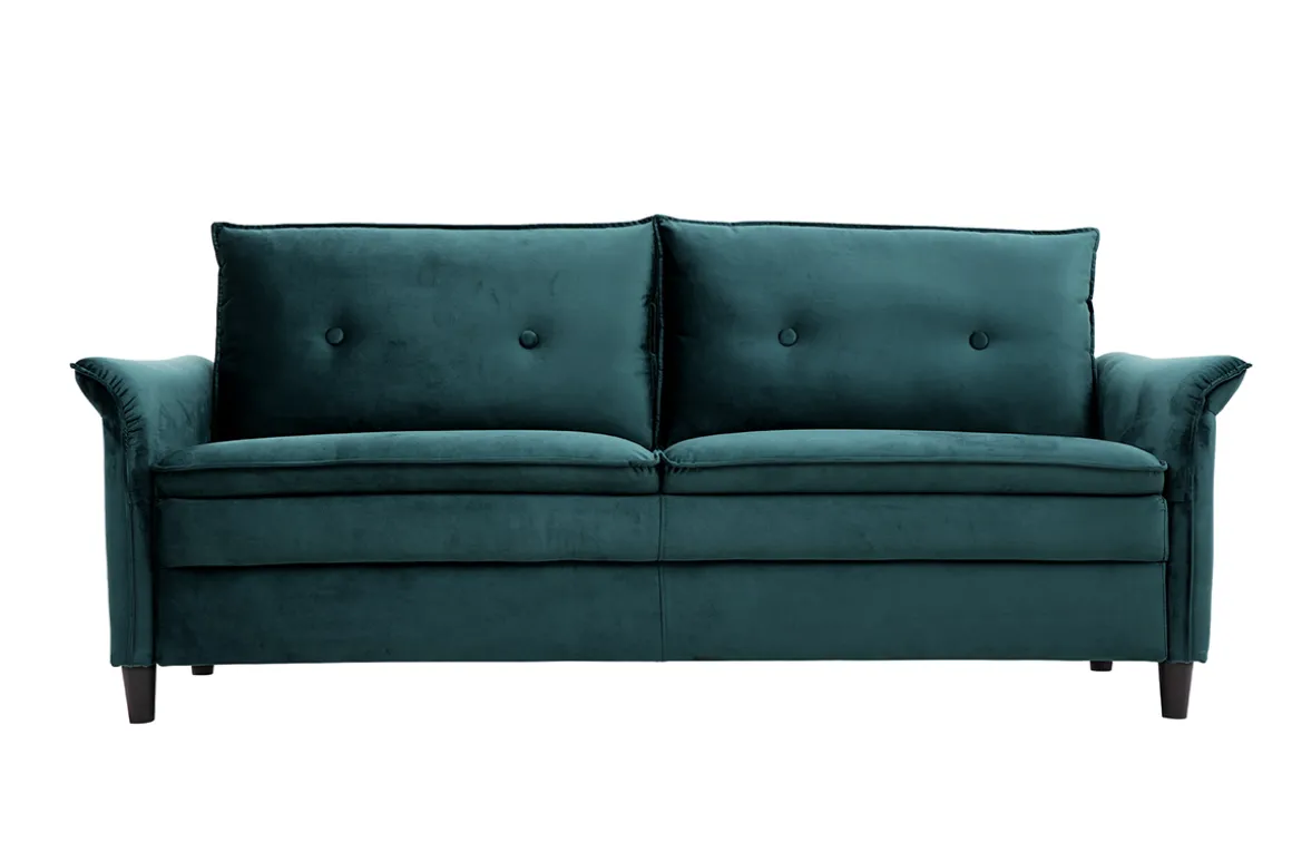 Clearance Miliboo Sofá en terciopelo azul petróleo 3 plazas CLIFF