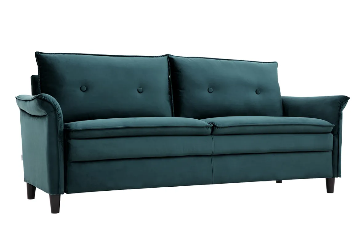 Clearance Miliboo Sofá en terciopelo azul petróleo 3 plazas CLIFF