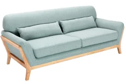 Sale Miliboo Sofá escandinavo 3 plazas azul claro patas madera YOKO