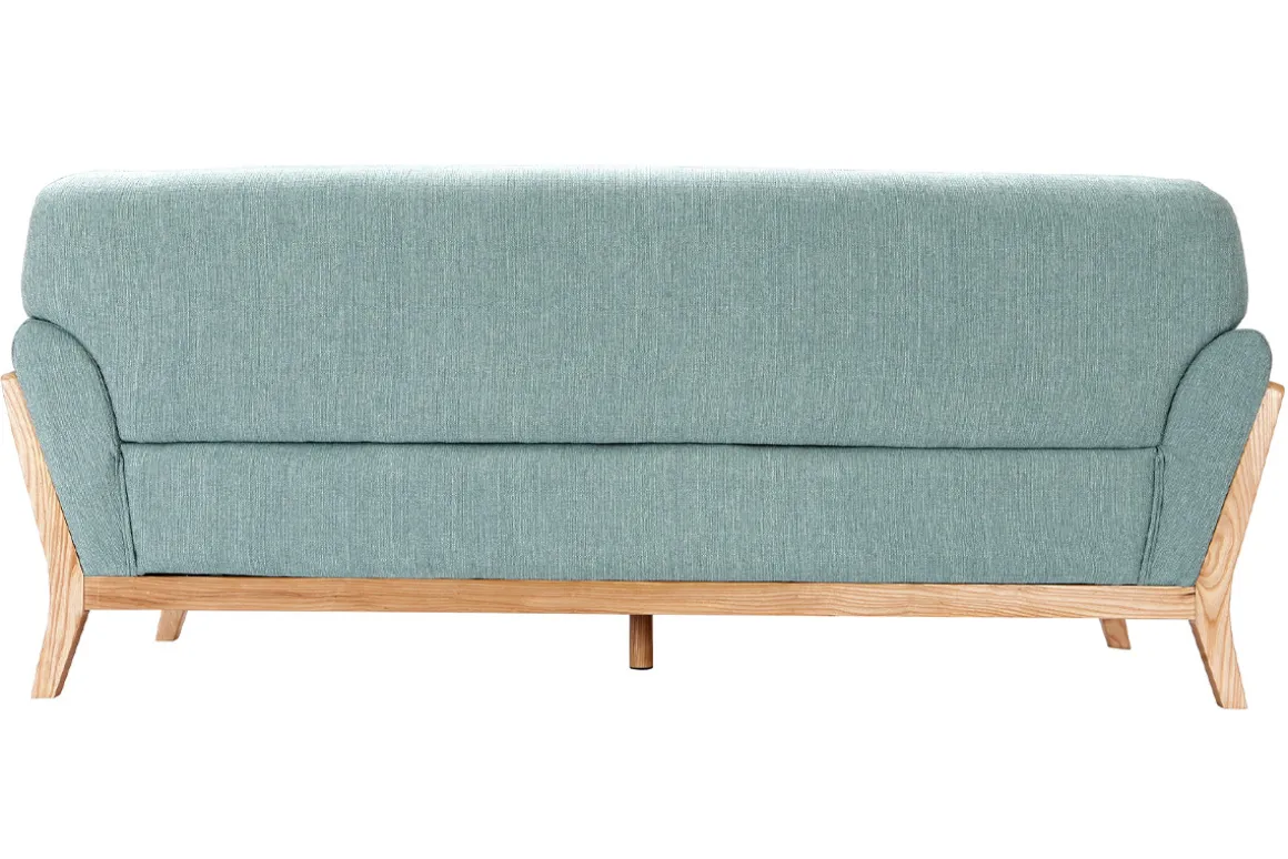 Sale Miliboo Sofá escandinavo 3 plazas azul claro patas madera YOKO
