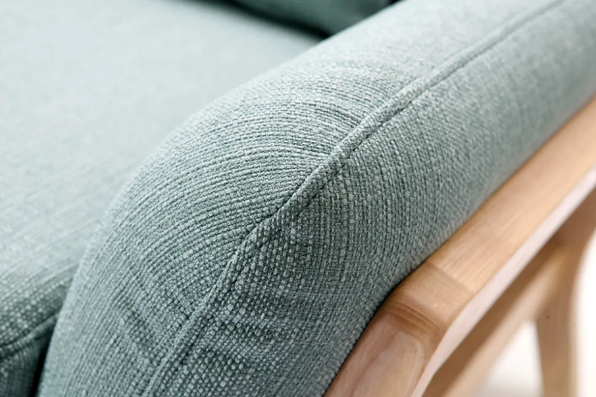 Sale Miliboo Sofá escandinavo 3 plazas azul claro patas madera YOKO