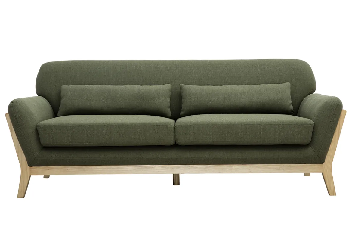 Shop Miliboo Sofá escandinavo 3 plazas gris patas madera YOKO