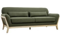 Shop Miliboo Sofá escandinavo 3 plazas gris patas madera YOKO