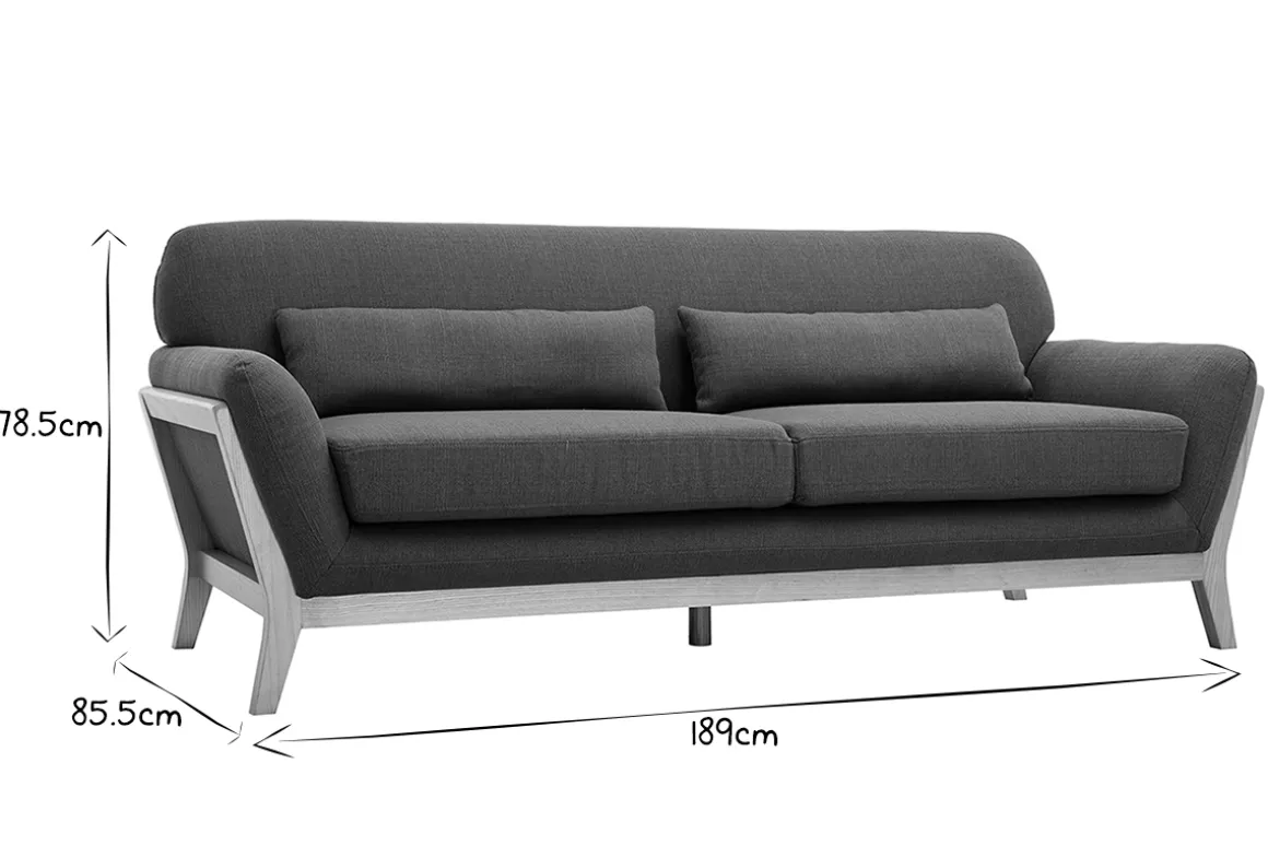 Shop Miliboo Sofá escandinavo 3 plazas gris patas madera YOKO