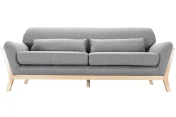 Discount Miliboo Sofá escandinavo 3 plazas gris patas madera YOKO