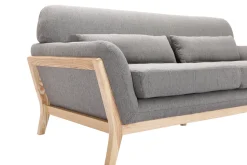 Discount Miliboo Sofá escandinavo 3 plazas gris patas madera YOKO