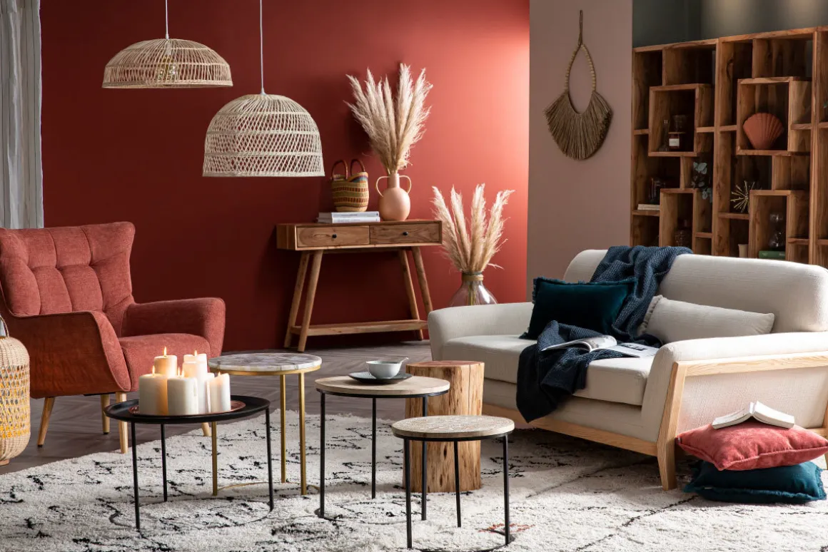 Discount Miliboo Sofá escandinavo 3 plazas gris patas madera YOKO