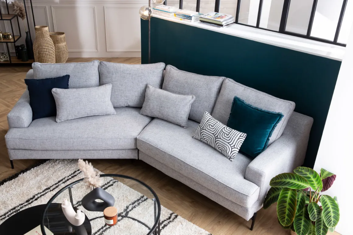 Clearance Miliboo Sofá esquinero 5 plazas gris PUCHKINE