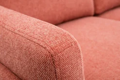 Discount Miliboo Sofá moderno 2 plazas de tela efecto aterciopelado texturizado terracota y metal negro MOSCO