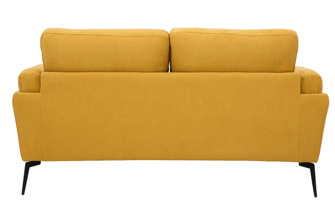 Hot Miliboo Sofá moderno 2 plazas de tela efecto aterciopelado texturizado amarillo mostaza y metal negro MOSCO