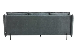 Best Sale Miliboo Sofá moderno 3-4 plazas de terciopelo azul grisáceo y metal negro ALMAR