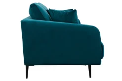 Best Sale Miliboo Sofá moderno 3 plazas de terciopelo azul petróleo y metal negro JERRY