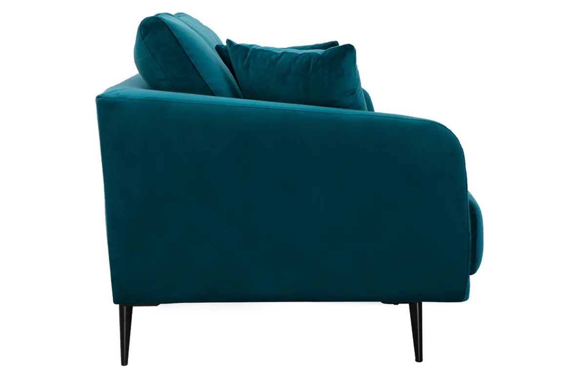 Best Sale Miliboo Sofá moderno 3 plazas de terciopelo azul petróleo y metal negro JERRY