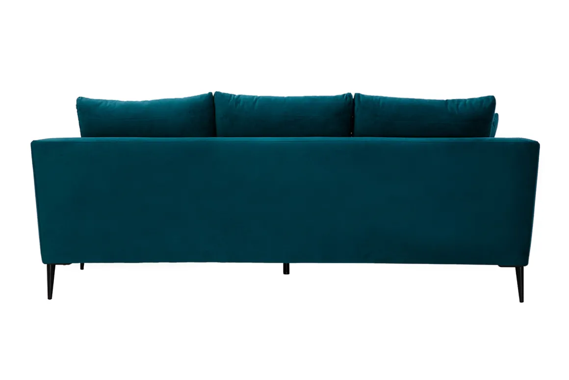 Best Sale Miliboo Sofá moderno 3 plazas de terciopelo azul petróleo y metal negro JERRY