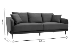 Best Sale Miliboo Sofá moderno 3 plazas de terciopelo azul petróleo y metal negro JERRY