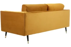 Sale Miliboo Sofá moderno 2-3 plazas de terciopelo amarillo, madera negra y metal dorado STING