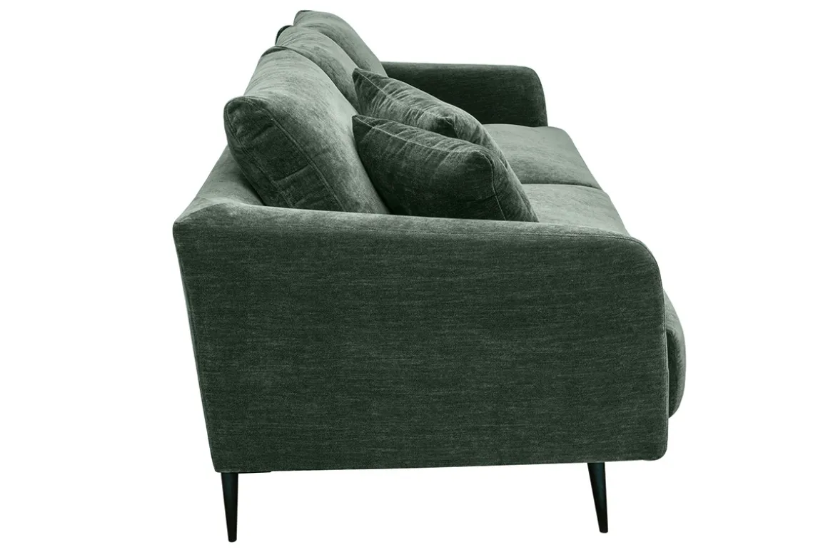 Fashion Miliboo Sofá moderno 3 plazas de tejido efecto aterciopelado caqui y metal negro JERRY