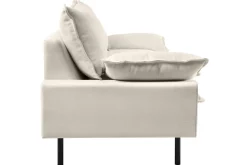 Flash Sale Miliboo Sofá moderno 3 plazas de tejido efecto aterciopelado texturizado beige y metal negro DORY