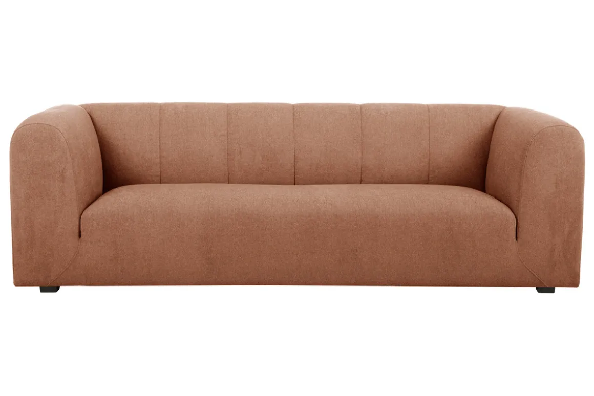 Flash Sale Miliboo Sofá moderno 3-4 plazas de tejido efecto aterciopelado terracota - OLIVEIRO