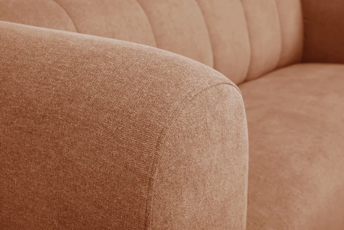 Flash Sale Miliboo Sofá moderno 3-4 plazas de tejido efecto aterciopelado terracota - OLIVEIRO