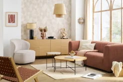 Flash Sale Miliboo Sofá moderno 3-4 plazas de tejido efecto aterciopelado terracota - OLIVEIRO