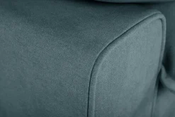 New Miliboo Sofá moderno 3 plazas de tejido efecto aterciopelado texturizado azul grisáceo y metal negro DORY