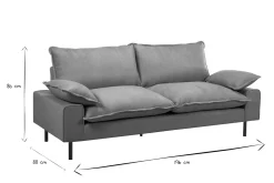 New Miliboo Sofá moderno 3 plazas de tejido efecto aterciopelado texturizado azul grisáceo y metal negro DORY