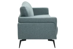 Sale Miliboo Sofá moderno 3 plazas de tela efecto aterciopelado texturizado verde grisáceo y metal negro MOSCO