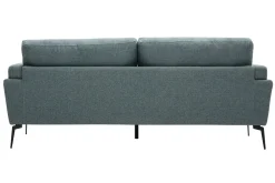 Sale Miliboo Sofá moderno 3 plazas de tela efecto aterciopelado texturizado verde grisáceo y metal negro MOSCO