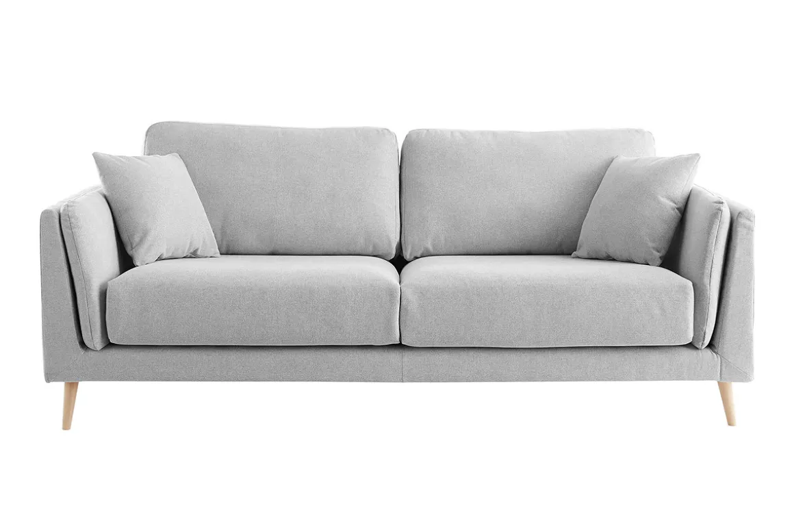Shop Miliboo Sofá moderno 3 plazas en tejido gris claro VOGUE