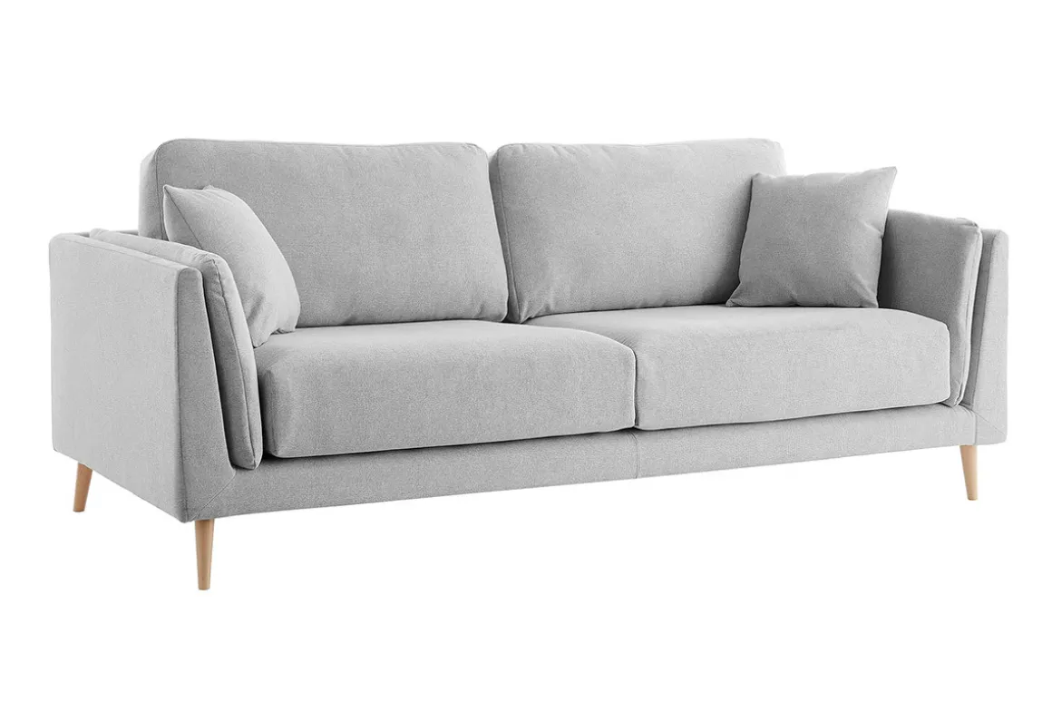 Shop Miliboo Sofá moderno 3 plazas en tejido gris claro VOGUE
