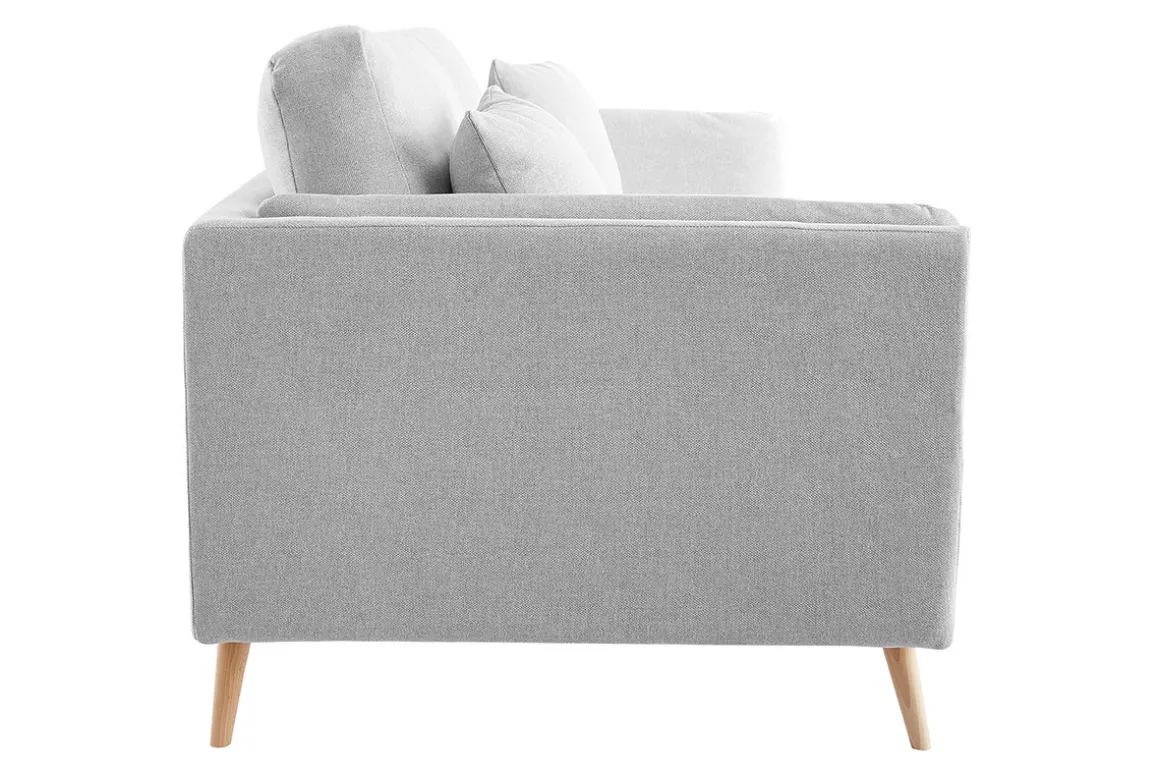 Shop Miliboo Sofá moderno 3 plazas en tejido gris claro VOGUE