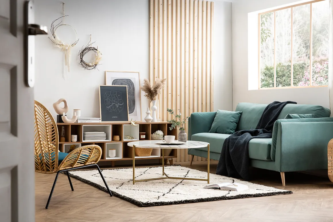 Shop Miliboo Sofá moderno 3 plazas en tejido gris claro VOGUE