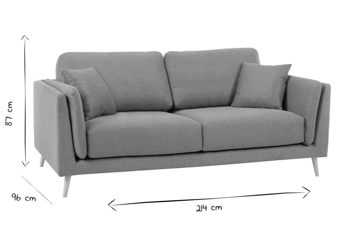 Shop Miliboo Sofá moderno 3 plazas en tejido gris claro VOGUE