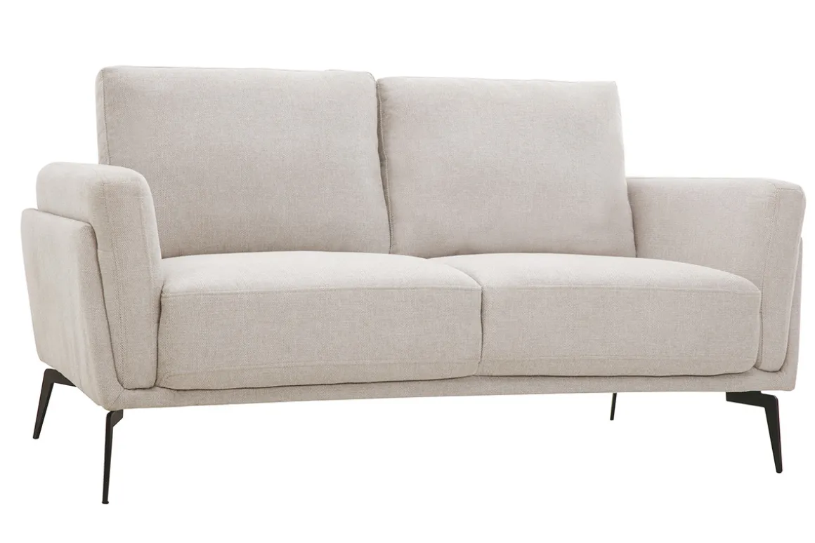 Fashion Miliboo Sofá moderno 2 plazas de tejido efecto aterciopelado texturizado beige MOSCO