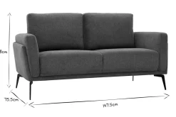Fashion Miliboo Sofá moderno 2 plazas de tejido efecto aterciopelado texturizado gris MOSCO