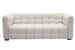 Shop Miliboo Sofá moderno 3 plazas de tejido efecto aterciopelado texturizado beige CORTO