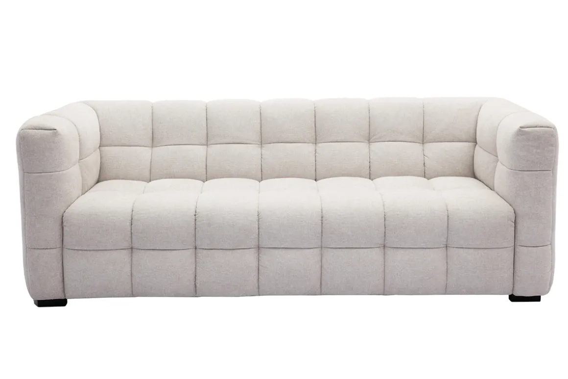 Shop Miliboo Sofá moderno 3 plazas de tejido efecto aterciopelado texturizado beige CORTO