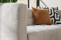 Shop Miliboo Sofá moderno 3 plazas de tejido efecto aterciopelado texturizado beige CORTO