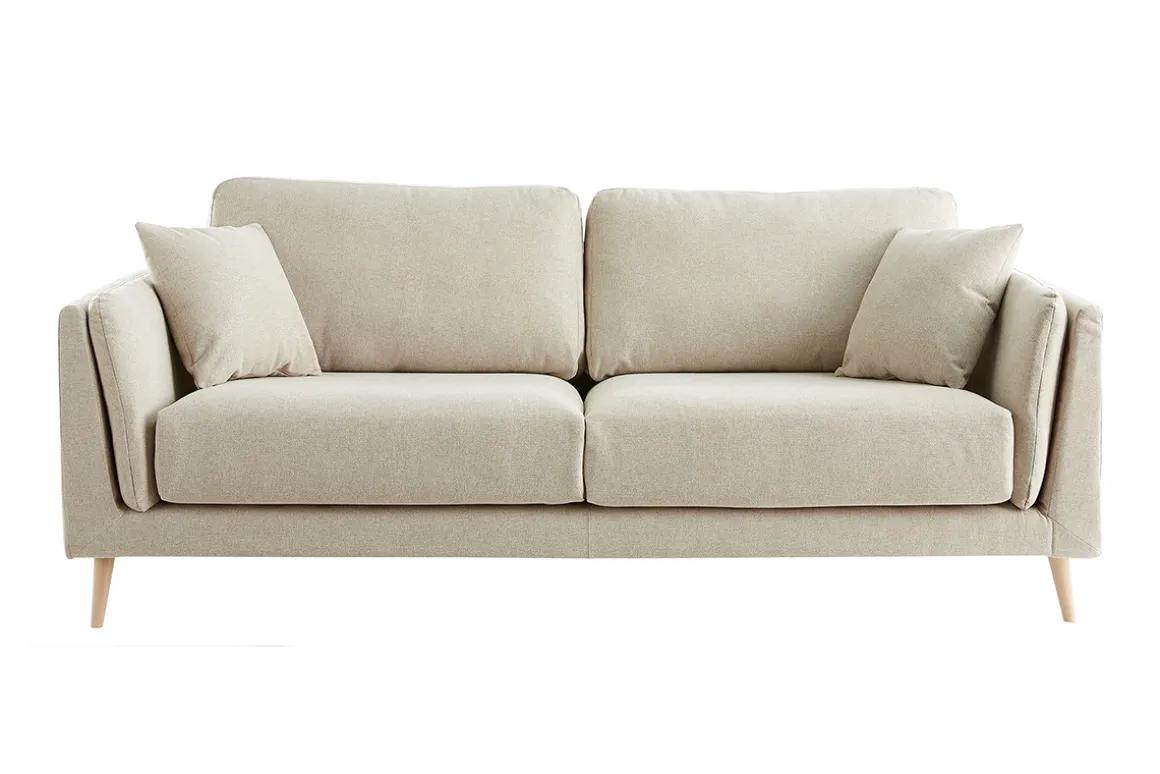 Best Sale Miliboo Sofá moderno 3 plazas de tela beige natural VOGUE