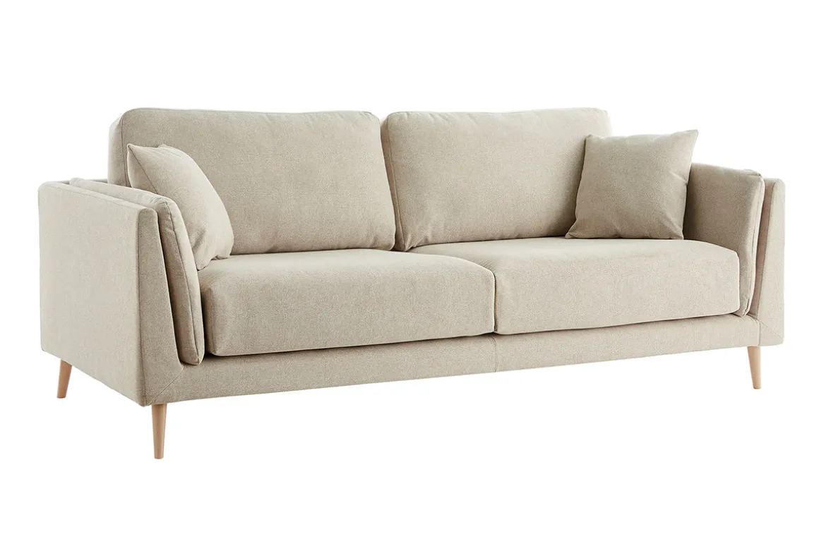 Best Sale Miliboo Sofá moderno 3 plazas de tela beige natural VOGUE