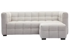 Cheap Miliboo Sofá moderno 3 plazas y reposapiés de tejido efecto aterciopelado texturizado beige CORTO